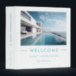 Luxury Vacation Welcome Guest Informations 3 Ring Binder<br><div class="desc">Custom photo,  Luxury vacation welcome guest Information,  simple white background with a light blue typography.
Stylish,  minimal way to present information about your establishment to your guests.
Easily customizable colors to compliment your photo.</div>