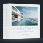 Luxury Vacation Welcome Guest Informations 3 Ring Binder<br><div class="desc">Custom photo,  Luxury vacation welcome guest Information,  simple white background with a light blue typography.
Stylish,  minimal way to present information about your establishment to your guests.
Easily customizable colors to compliment your photo.</div>