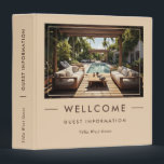 Luxury Vacation Welcome Guest Informations Beige 3 Ring Binder<br><div class="desc">Custom photo,  Luxury vacation welcome guest Information,  simple Beige background with a brown typography.
Stylish,  minimal way to present information about your establishment to your guests.
Easily customizable colors to compliment your photo.</div>