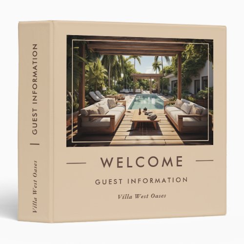 Luxury Vacation Welcome Guest Informations Beige 3 Ring Binder