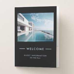 Luxury Vacation Welcome Guest Informations Black Pocket Folder
