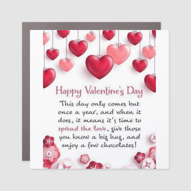 Luxury Valentine's Day Card – Romantic Design with Car Magnet (Front)