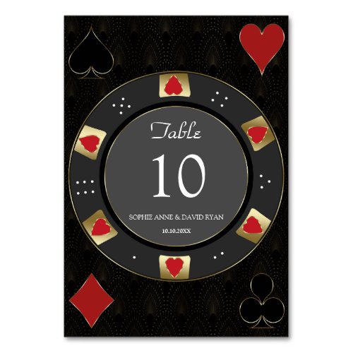 Luxury Vegas Gold Casino Poker Chip Wedding Table Number