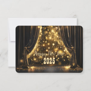Luxury Velvet Curtain Golden Glow New Year  Card