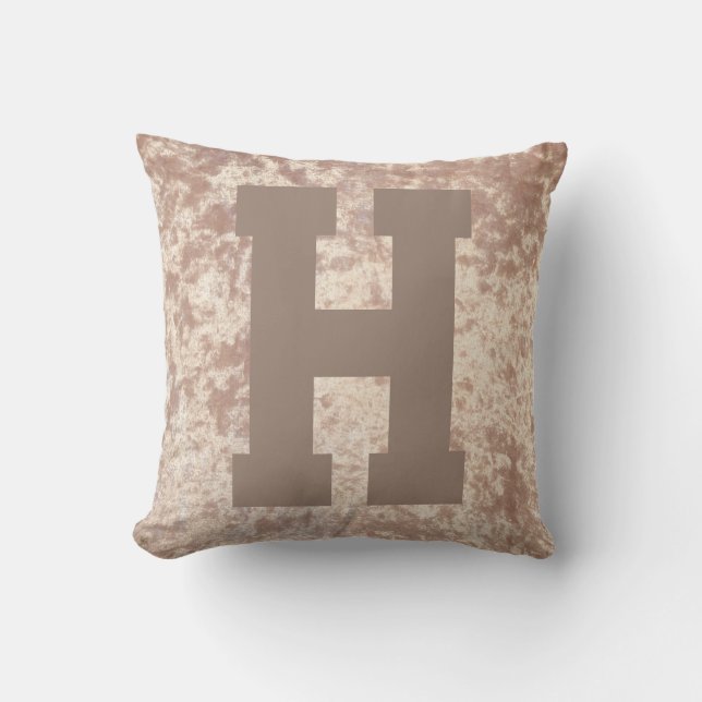 Luxury velvet stylish throw pillow cushion initial (Front)