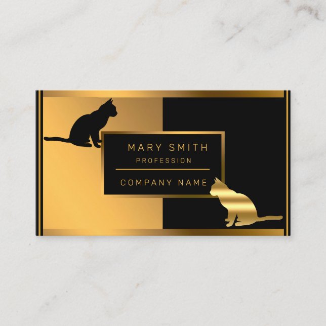 Luxury Veterinarian Cat Pet Add Your Text  Business Card (Front)