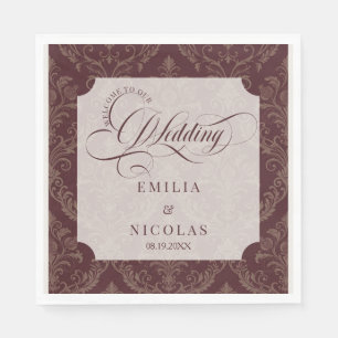 Luxury Victorian Burgundy Wedding Napkins
