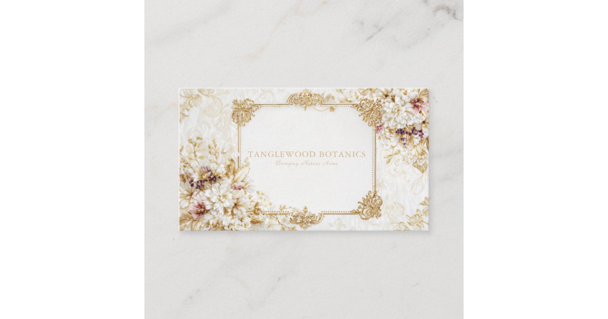 Blank Rococo Card Luxury Victorian Gold Rococo Frame White Floral Business Card | Zazzle