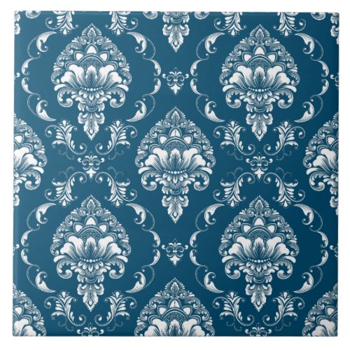 Luxury Victorian trendy navy blue and white classy Ceramic Tile