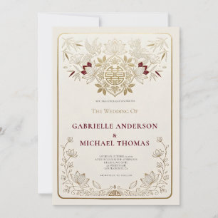Luxury Vietnamese Style English Wedding Invitation