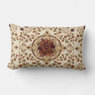 Luxury Vintage Autumn Floral Medallion Decorative Lumbar Pillow