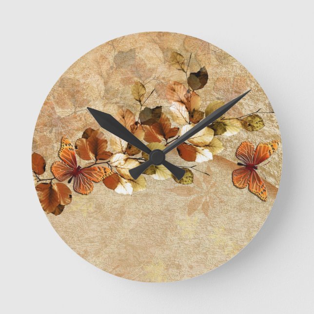 Luxury Vintage Autumn Leaf Clock (Front)