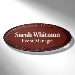 Luxury Vintage Burgundy Wine Leather Texture Art Name Tag