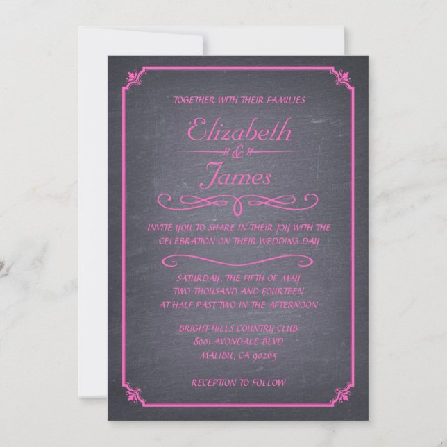 Luxury Vintage Chalkboard Wedding Invitations (Front)