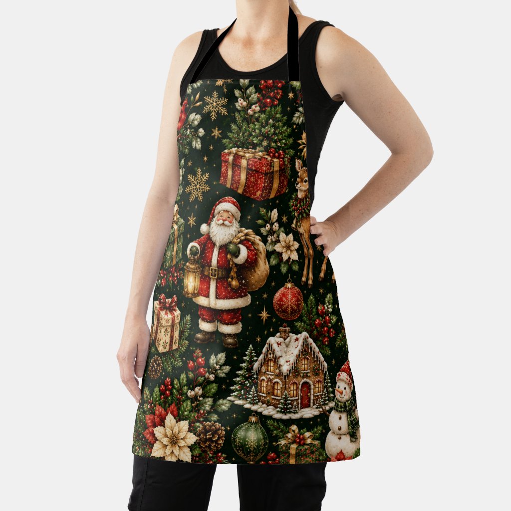Luxury Vintage Christmas Holiday Pattern Apron