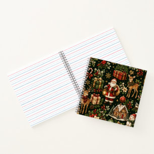 Luxury Vintage Christmas Holiday Pattern Notebook