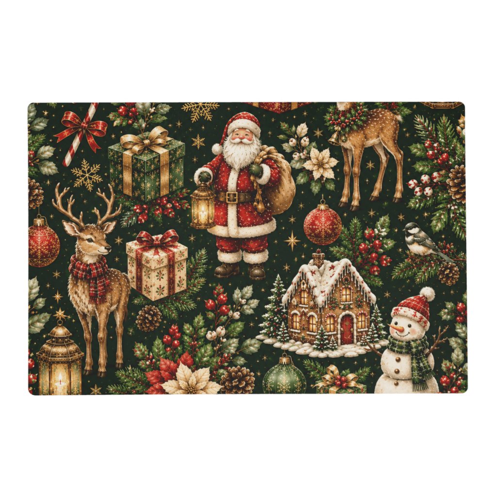 Luxury Vintage Christmas Holiday Pattern Placemat