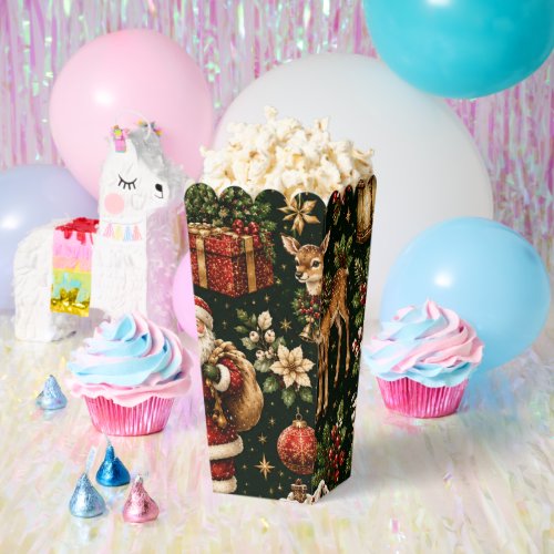 Luxury Vintage Christmas Holiday Pattern Popcorn Favor Boxes