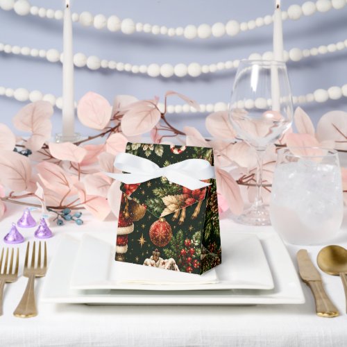 Luxury Vintage Christmas Holiday Pattern Tent Favor Boxes