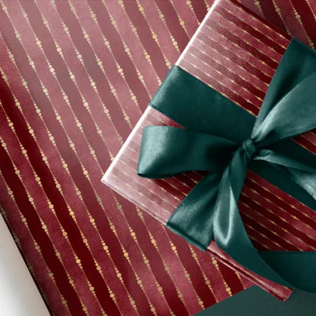 Luxury Vintage Dark red gold stripes Wrapping Paper | Zazzle
