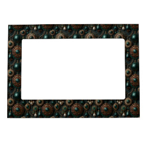 Luxury Vintage Emerald and Pearl Jewelry Pattern Magnetic Frame