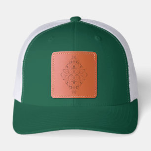 Luxury Vintage Floral Frame Decorative Art Leather Patch Hat