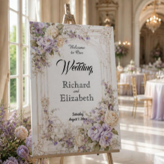 Luxury Vintage Floral Old Money Wedding Invitation Foam Board