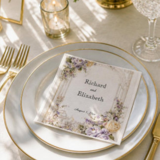 Luxury Vintage Floral Old Money Wedding Napkins