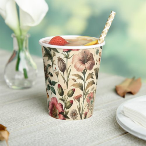 Luxury vintage floral Rustic illustration artwork Paper Cups