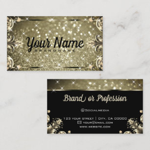 Luxury Vintage Flourish Glitter Luminous Stars Business Card