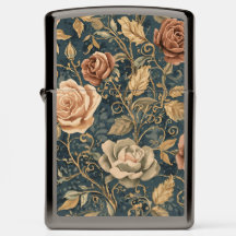Luxury, Vintage Garden of Roses, Blue Background