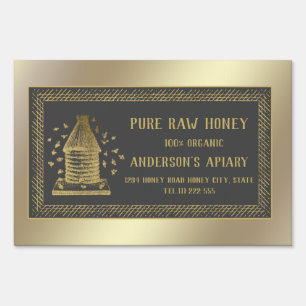 Luxury vintage gold apiary honey bee hive sign
