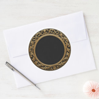Luxury Vintage Gold & Black Baroque Round Sticker