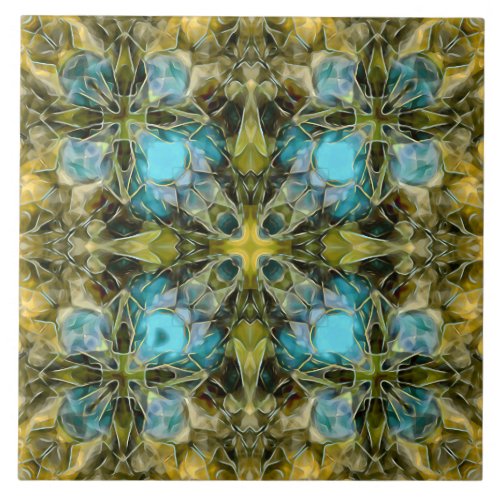 Luxury vintage gold green teal ochre pattern ceramic tile