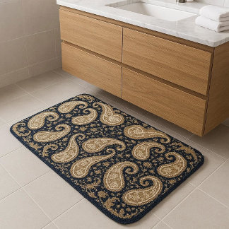 Luxury Vintage Gold Ornate Paisley Persia Heritage Bath Mat