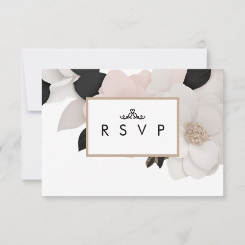 Luxury vintage jeweled floral RSVP w meal choices