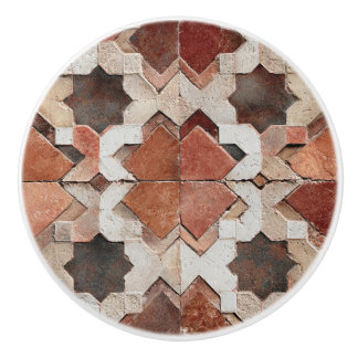 Luxury Vintage Moroccan Zellige Terracotta Sand Ceramic Knob