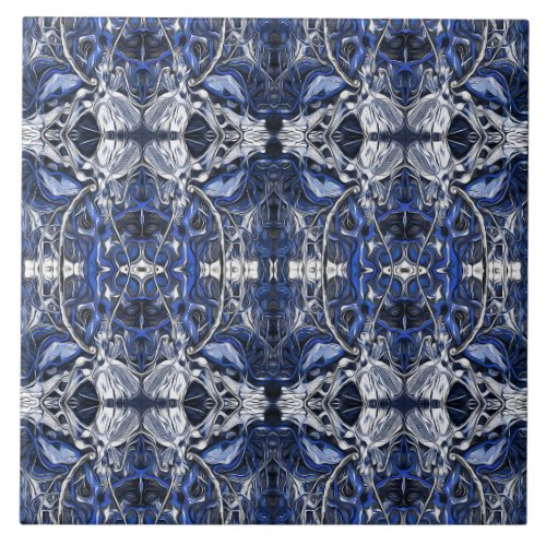 Luxury vintage navy blue white grey pattern ceramic tile