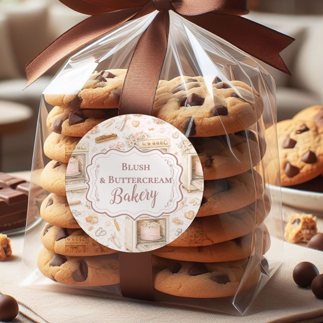 Luxury Vintage Patisserie Bakery Business Classic Round Sticker (Creator Uploaded)