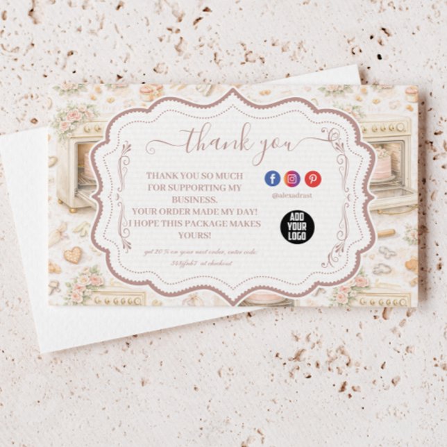 Luxury Vintage Patisserie Bakery Business Thank You Card (Creator Uploaded)