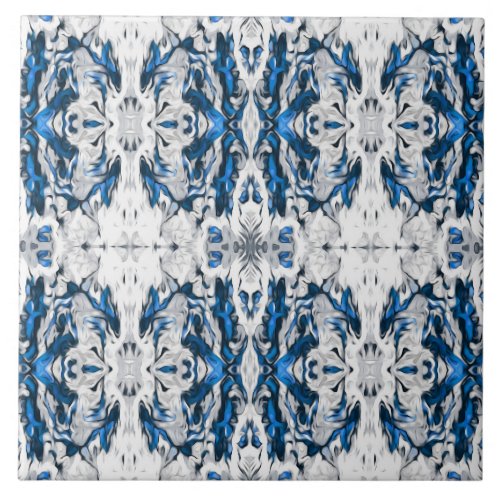 Luxury vintage pattern navy blue grey white ceramic tile