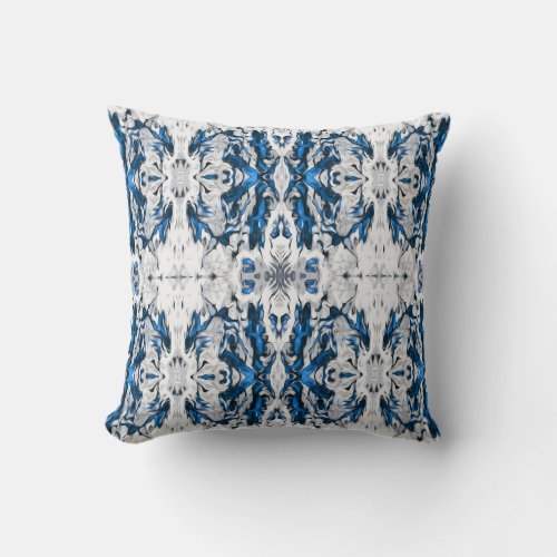 Luxury vintage pattern navy blue grey white throw pillow