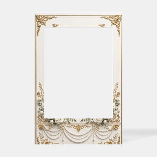 Luxury Vintage Pearl & Gold Floral Welcome Sign Fr Selfie Frame