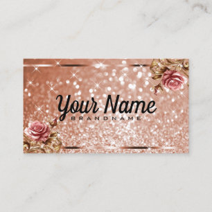 Luxury Vintage Rose Gold Glitter Luminous Stars Business Card