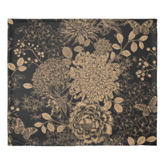 Luxury Vintage seamless pattern. Garden flowers ch Duvet Cover