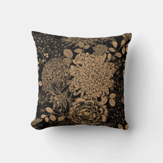 Luxury Vintage seamless pattern. Garden flowers ch Throw Pillow