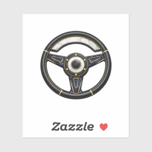Luxury Vintage Steering Wheel Gold & Carbon Sticke Sticker