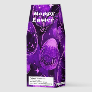 Luxury Violet Easter Eggs Floral Pattern Roasted Coffee