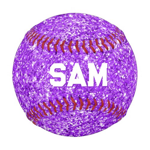 Luxury Violet Glitter Bold Sport Monogram Baseball