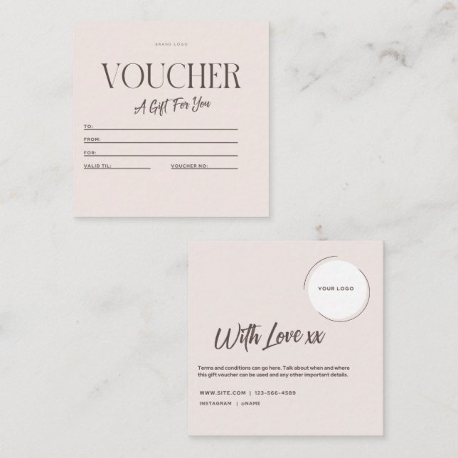Luxury voucher Minimalist Gift Card Certificate  (Front/Back)